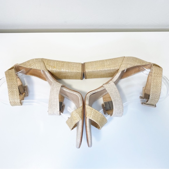 SCHUTZ Sarah Raffia Woven Block Heel buckle strap 9.5 neutral - Picture 5 of 8